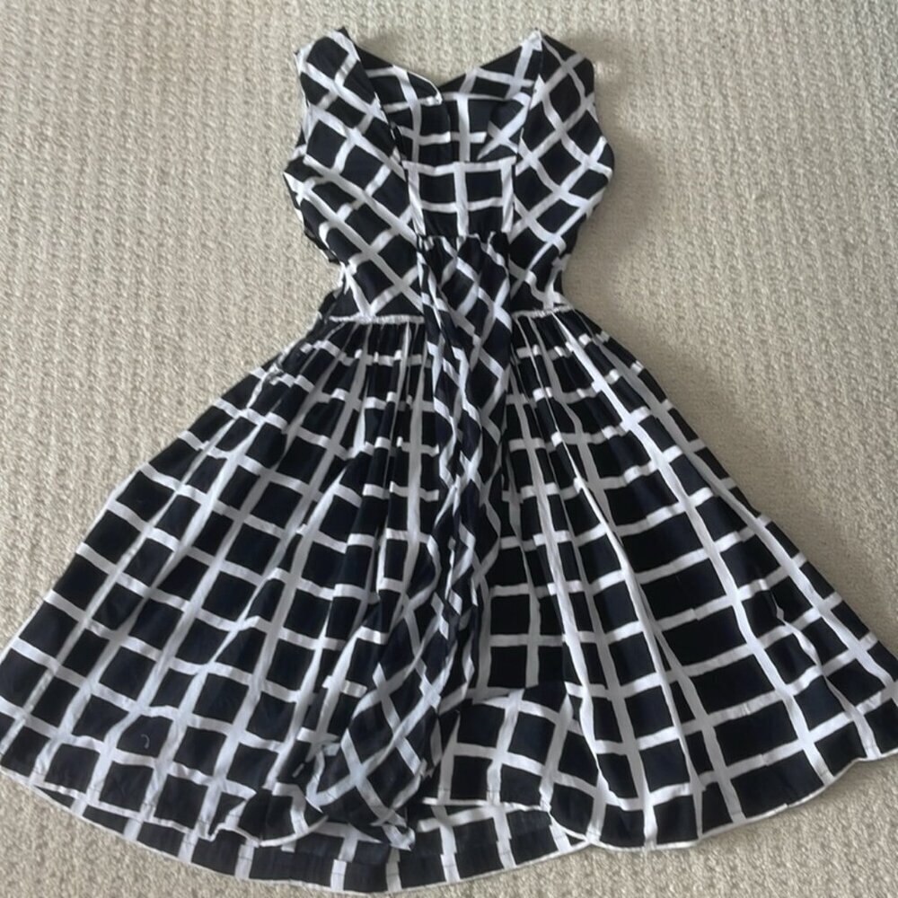 Vintage Doris Dodson Black / White Fit & Flare Dress 1950s Fits XXS-XS - Picture 9 of 16